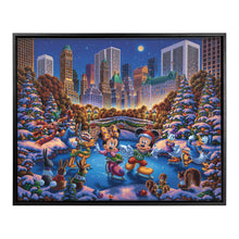 Load image into Gallery viewer, Disney Mickey and Friends Skating in Central Park - 30" x 37" Canvas Wall Murals (Onyx Black Frame) - Art Of Entertainment
