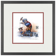 Load image into Gallery viewer, Figaro Watching Geppetto and Pinocchio - 15" x 15" Framed Paper Print - Art Of Entertainment