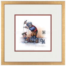 Load image into Gallery viewer, Figaro Watching Geppetto and Pinocchio - 15" x 15" Framed Paper Print - Art Of Entertainment