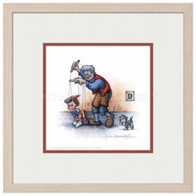 Load image into Gallery viewer, Figaro Watching Geppetto and Pinocchio - 15" x 15" Framed Paper Print - Art Of Entertainment