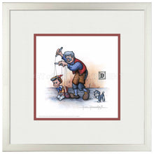 Load image into Gallery viewer, Figaro Watching Geppetto and Pinocchio - 15" x 15" Framed Paper Print - Art Of Entertainment