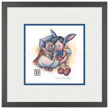 Load image into Gallery viewer, Pinocchio and Geppetto Hug - 15" x 15" Framed Paper Print - Art Of Entertainment