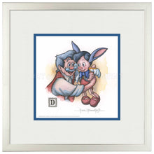 Load image into Gallery viewer, Pinocchio and Geppetto Hug - 15" x 15" Framed Paper Print - Art Of Entertainment