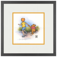 Load image into Gallery viewer, Christopher Robin and Winnie the Pooh Holding Hands - 15" x 15" Framed Paper Print - Art Of Entertainment