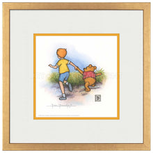 Load image into Gallery viewer, Christopher Robin and Winnie the Pooh Holding Hands - 15" x 15" Framed Paper Print - Art Of Entertainment