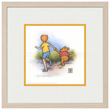 Load image into Gallery viewer, Christopher Robin and Winnie the Pooh Holding Hands - 15" x 15" Framed Paper Print - Art Of Entertainment