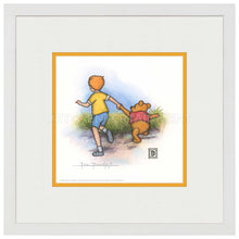 Load image into Gallery viewer, Christopher Robin and Winnie the Pooh Holding Hands - 15" x 15" Framed Paper Print - Art Of Entertainment