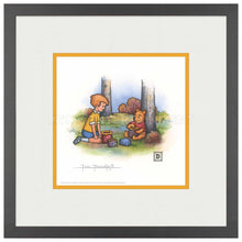 Load image into Gallery viewer, Christopher Robin and Winnie the Pooh Eating Honey - 15" x 15" Framed Paper Print - Art Of Entertainment