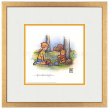 Load image into Gallery viewer, Christopher Robin and Winnie the Pooh Eating Honey - 15" x 15" Framed Paper Print - Art Of Entertainment