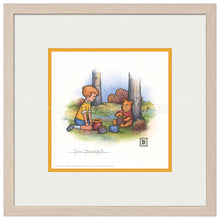 Load image into Gallery viewer, Christopher Robin and Winnie the Pooh Eating Honey - 15" x 15" Framed Paper Print - Art Of Entertainment
