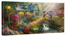 Load image into Gallery viewer, Disney Mickey and Minnie - Sweetheart Bridge – 16″ x 31″ Gallery Wrapped Canvas - Art Of Entertainment