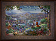 Load image into Gallery viewer, Disney Lady and the Tramp Falling in Love - Limited Edition Canvas (JE - Jewel Edition) - ArtOfEntertainment.com
