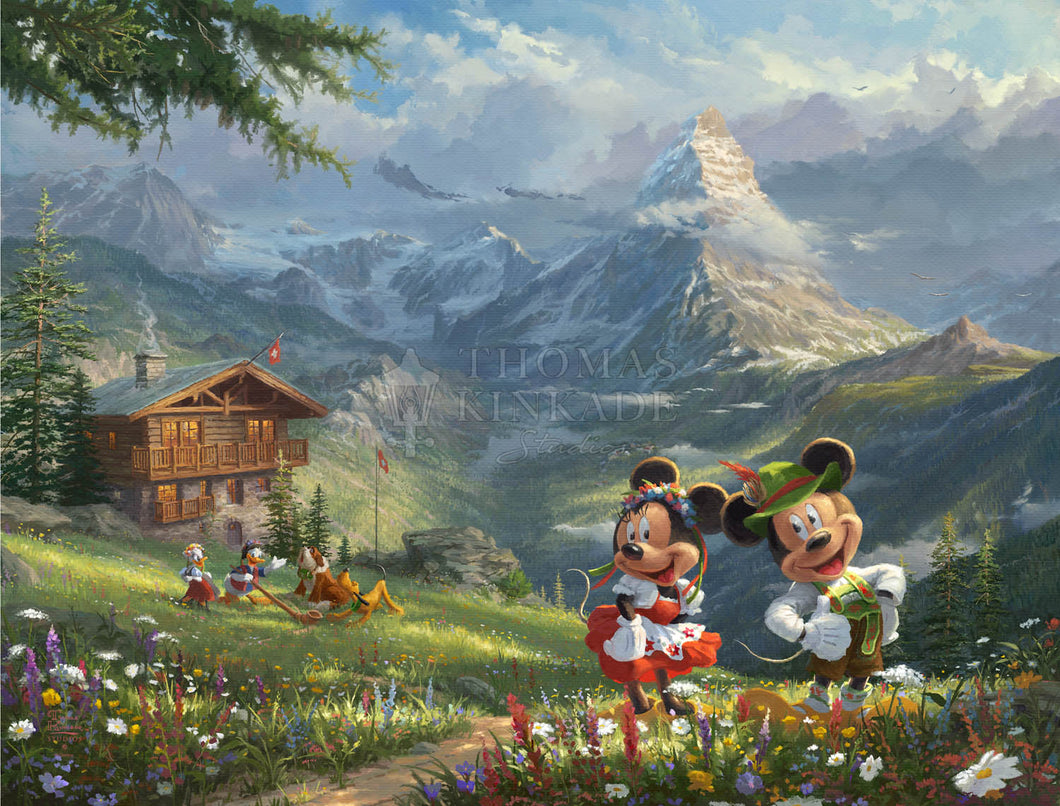 Disney Mickey and Minnie in the Alps - Limited Edition Canvas (JE - Jewel Edition)