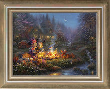 Load image into Gallery viewer, Mickey and Minnie Sweetheart Campfire - Limited Edition Canvas (JE - Jewel Edition) - ArtOfEntertainment.com