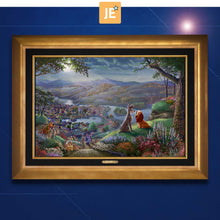Load image into Gallery viewer, Disney Lady and the Tramp Falling in Love - Limited Edition Canvas (JE - Jewel Edition) - ArtOfEntertainment.com