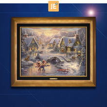 Load image into Gallery viewer, Mickey and Minnie - Sweetheart Holiday - Limited Edition Canvas (JE - Jewel Edition) - ArtOfEntertainment.com