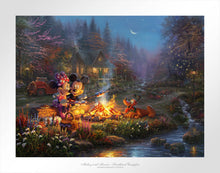 Load image into Gallery viewer, Mickey and Minnie - Sweetheart Campfire - Limited Edition Paper - SN - (Unframed)
