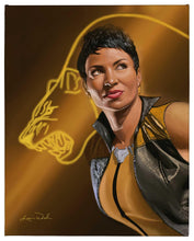 Load image into Gallery viewer, a picture of a woman sitting on a shoe