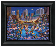 Load image into Gallery viewer, Mickey and Friends Skating in Central Park - 19&quot; x 22.5&quot; Framed Canvas Prints 103322
