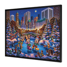 Load image into Gallery viewer, Disney Mickey and Friends Skating in Central Park - 30&quot; x 37&quot; Canvas Wall Murals (Onyx Black Frame) - Art Of Entertainment
