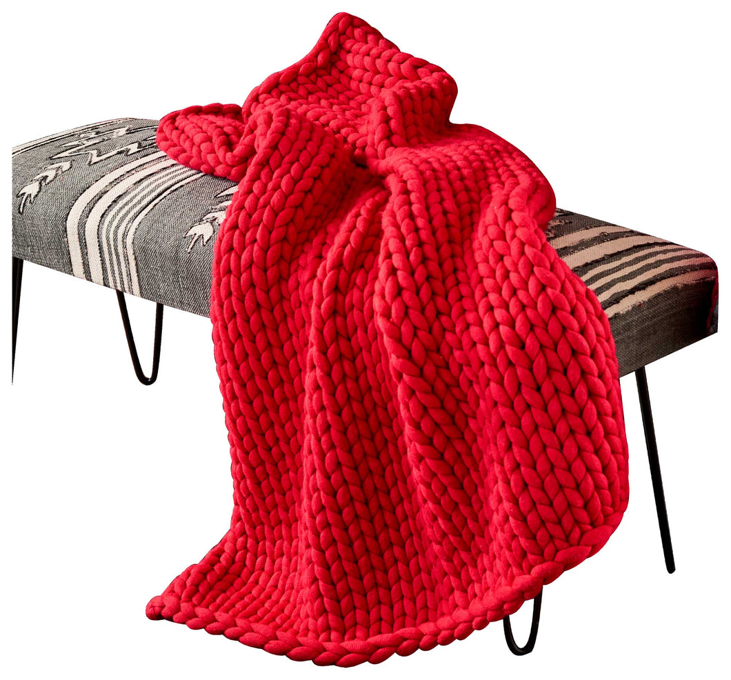 Red Cinema Chunky Knit Throw Blanket 109069