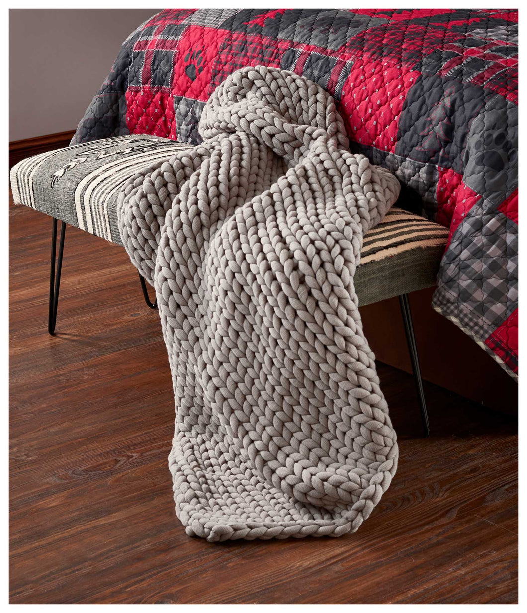 Grey Frost Chunky Knit Throw Blanket 109071