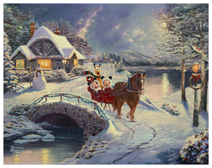 Mickey and Minnie Evening Sleigh Ride - Standard Art Prints - Art Of Entertainment