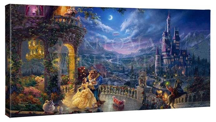 Disney Beauty and the Beast Dancing in the Moonlight – 16″ x 31″ Gallery Wrapped Canvas - Art Of Entertainment