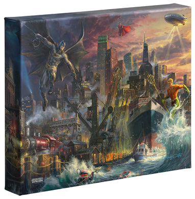 Justice League Showdown at Gotham City Pier - Gallery Wrapped Canvas - Art Of Entertainment