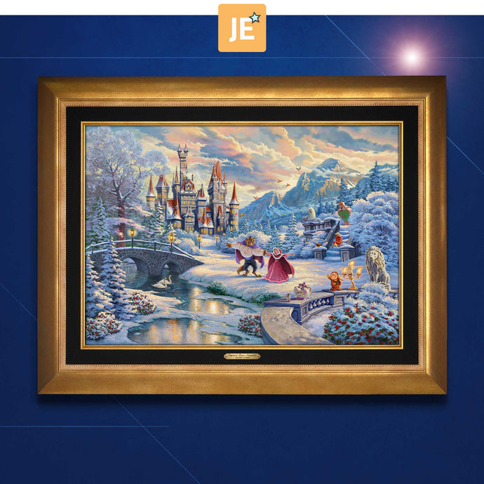 Beauty and the Beast's Winter Enchantment - Limited Edition Canvas (JE - Jewel Edition) - ArtOfEntertainment.com