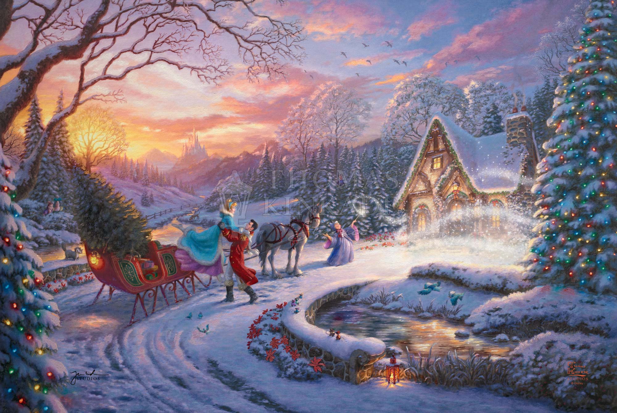 Disney Cinderella Bringing Home the Tree - Limited Edition Canvas (..., image size:2000x1339