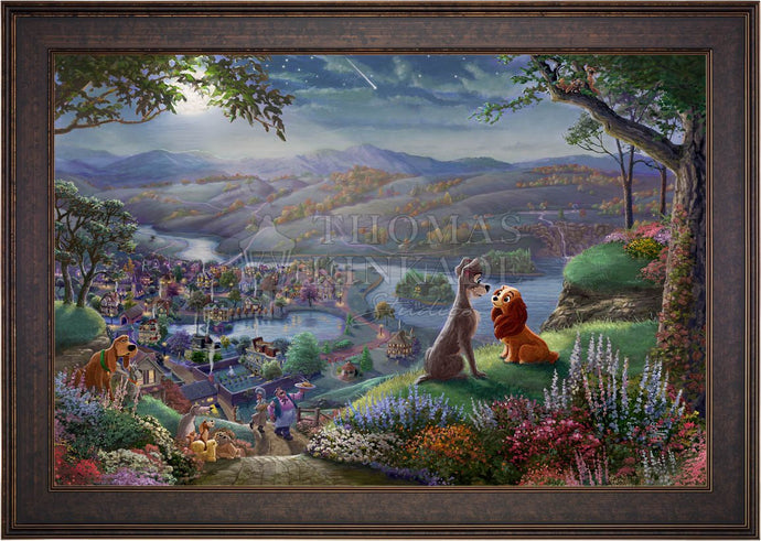Disney Lady and the Tramp Falling in Love - Limited Edition Canvas (SN - Standard Numbered) - ArtOfEntertainment.com