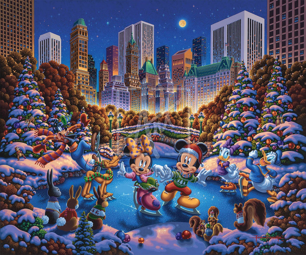 Mickey and Friends Skating in Central Park - Limited Edition Canvas - AP - (Unframed)