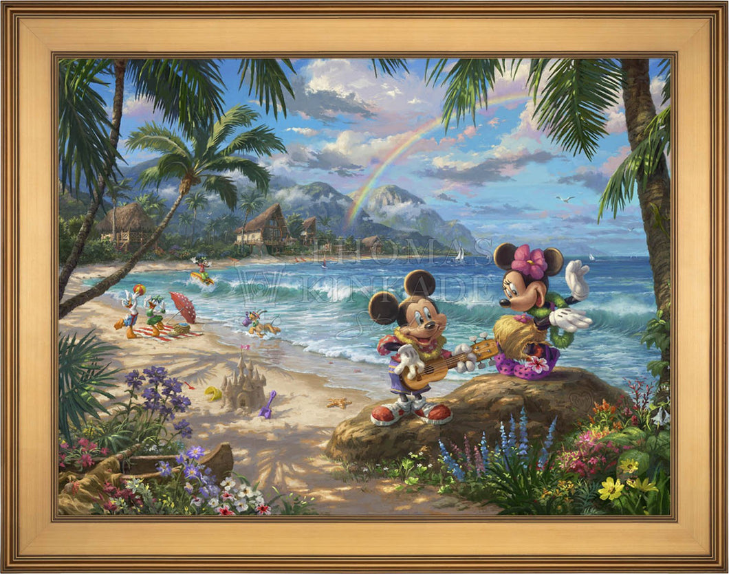 Mickey and Minnie in Hawaii - Limited Edition Canvas (JE - Jewel Edition) - ArtOfEntertainment.com