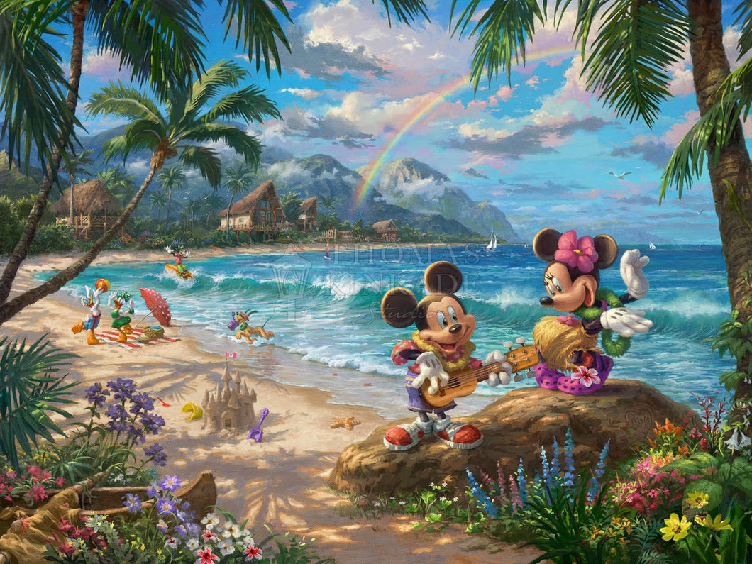 Mickey and Minnie in Hawaii - Limited Edition Canvas - JE - (Unframed)