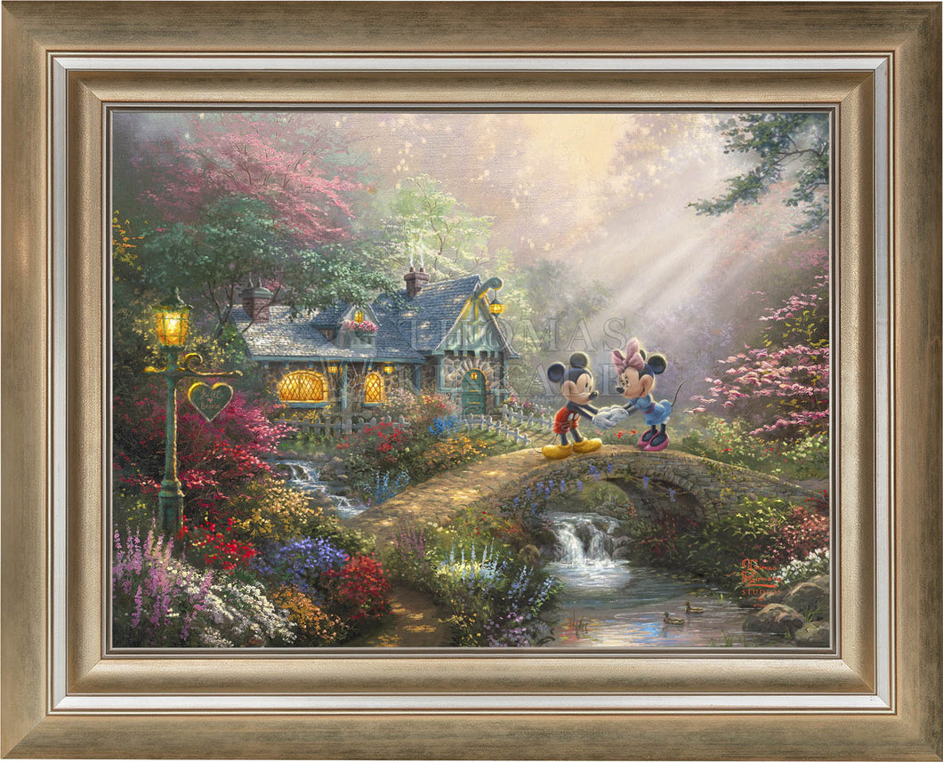 Mickey and Minnie - Sweetheart Bridge - Limited Edition Canvas (JE - Jewel Edition) - ArtOfEntertainment.com