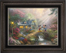 Load image into Gallery viewer, Mickey and Minnie - Sweetheart Bridge - Limited Edition Canvas (JE - Jewel Edition) - ArtOfEntertainment.com

