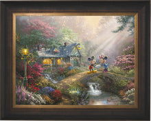 Load image into Gallery viewer, Mickey and Minnie - Sweetheart Bridge - Limited Edition Canvas (JE - Jewel Edition) - ArtOfEntertainment.com
