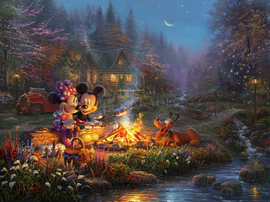 Mickey and Minnie - Sweetheart Campfire - Limited Edition Canvas - JE - (Unframed)
