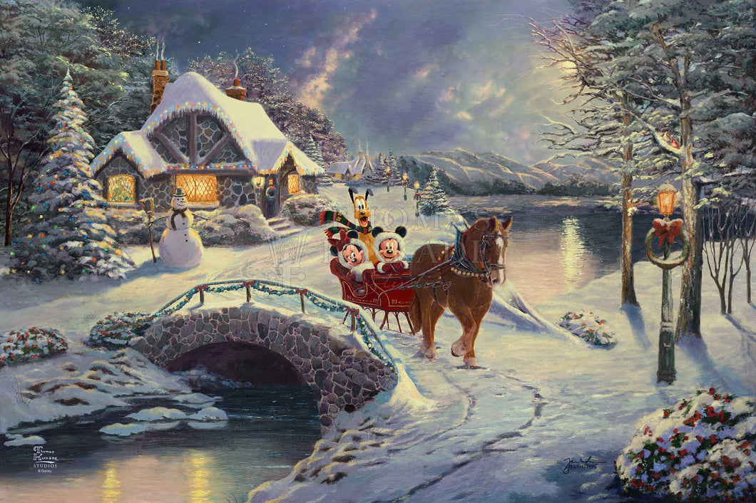 Mickey and Minnie Evening Sleigh Ride - Limited Edition Canvas - SN - (Unframed)