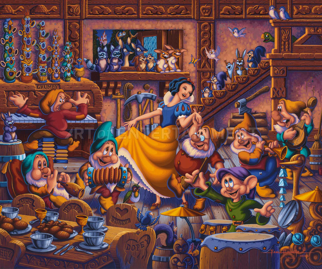 Snow White Dancing with the Dwarfs - Limited Edition Canvas - SN - (Unframed)