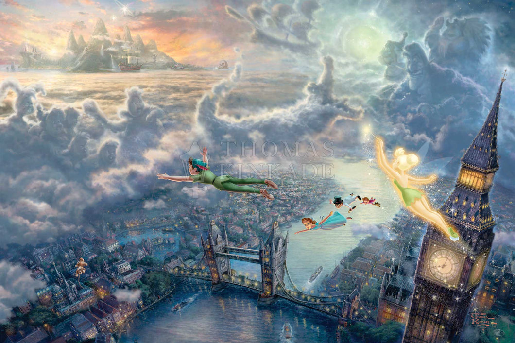 Tinker Bell and Peter Pan Fly to Neverland - Limited Edition Canvas - SN - (Unframed)