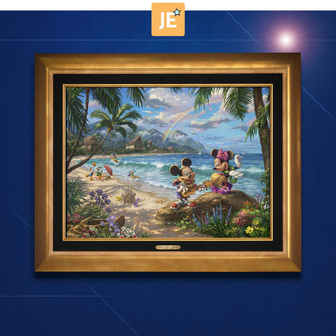 Mickey and Minnie in Hawaii - Limited Edition Canvas (JE - Jewel Edition) - ArtOfEntertainment.com