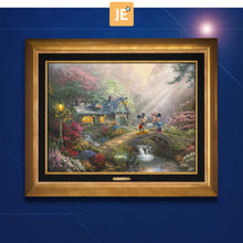 Load image into Gallery viewer, Mickey and Minnie - Sweetheart Bridge - Limited Edition Canvas (JE - Jewel Edition) - ArtOfEntertainment.com
