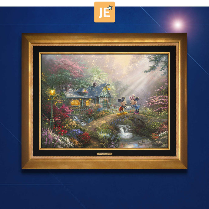 Mickey and Minnie - Sweetheart Bridge - Limited Edition Canvas (JE - Jewel Edition) - ArtOfEntertainment.com