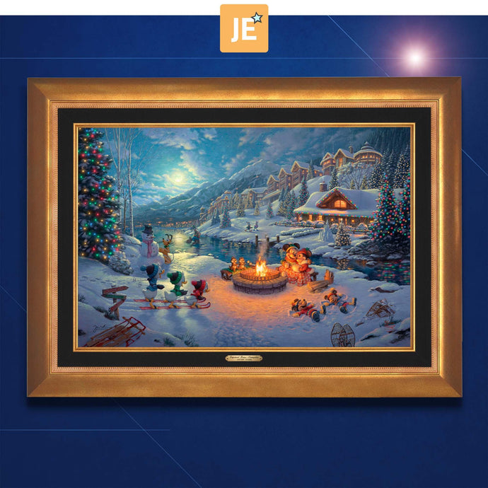Disney Mickey and Minnie Christmas Lodge - Limited Edition Canvas (JE - Jewel Edition) - Art Of Entertainment