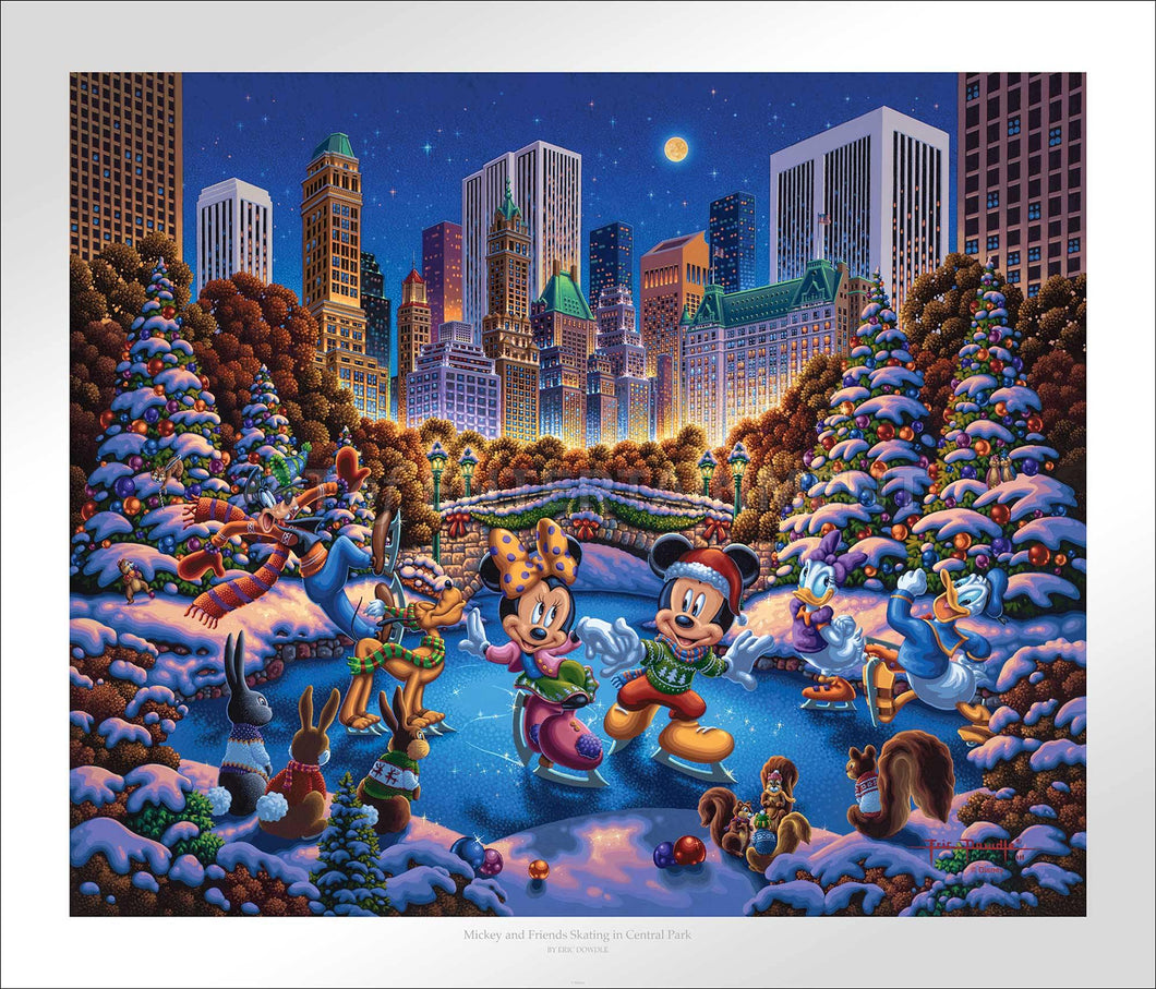 Mickey and Friends Skating in Central Park - Limited Edition Paper - SN - (Unframed)