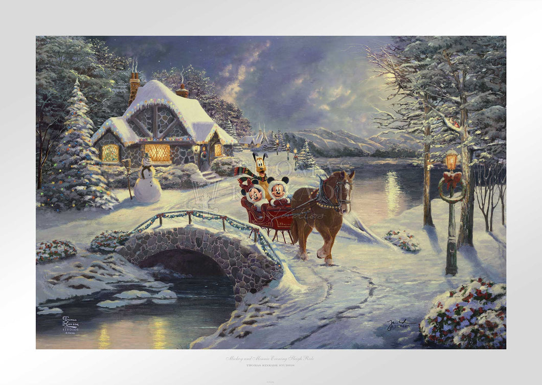 Mickey and Minnie Evening Sleigh Ride - Limited Edition Paper - SN - (Unframed)